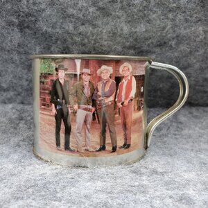 Vintage Ponderosa Ranch Tin Mug With Bonanza Cast & Scenic Views